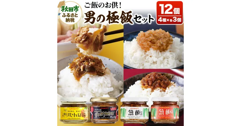 【ふるさと納税】ご飯のお供！男の極飯 4種×3個 ＜計12個セット＞【訳アリ】 お惣菜