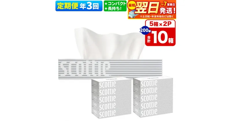 【ふるさと納税】《4ヶ月ごとに3回お届け》定期便 ティッシュペーパー スコッティ 200組 10箱(5箱×2パック) ティッシュ 秋田市オリジナル【レビューキャンペーン中】