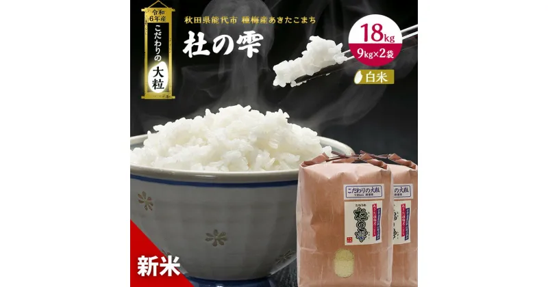 【ふるさと納税】【精米】秋田県産 あきたこまち 18kg（9kg×2袋） あきた種梅産こまち 杜の雫 こだわりの大粒 令和5年産　 お米 ブランド米 ご飯 おにぎり お弁当 産地直送 　お届け：入金確認後、2週間～1か月程度でお届けします。