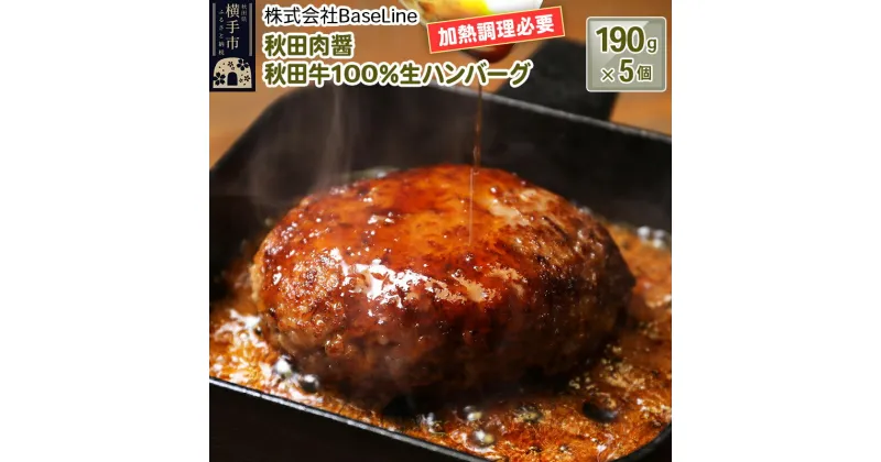 【ふるさと納税】【ドンと190g】秋田肉醤秋田牛100％ハンバーグ（190g）×5個 生ハンバーグ 加熱必要