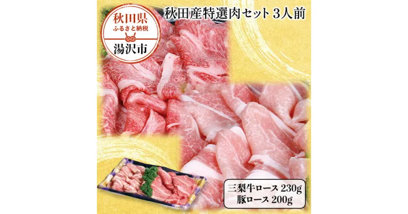 【ふるさと納税】秋田産特選肉セット 3人前 ふるさと納税 秋田県 三梨牛 ロース 豚ロース B2-1601