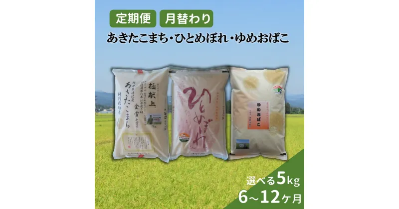 【ふるさと納税】【選べる定期便6・10・12ヶ月】3種のお米 月替わり ＼安心・安全のひろみちゃん米／ 受賞歴多数 令和6年産 新米 5kg あきたこまち ひとめぼれ ゆめおばこ 水田環境特A 特別栽培米 ＼自然由来の漢方栽培／ ふるさと納税 米 定期便 ふるさと 人気 ランキング