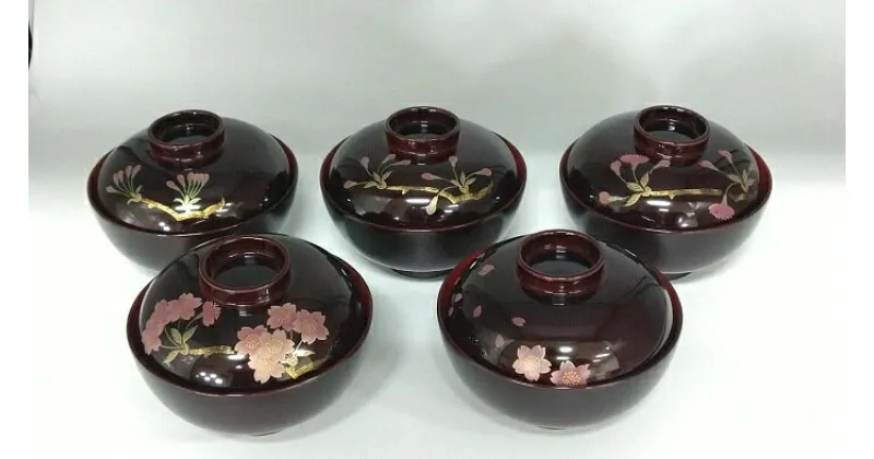 【ふるさと納税】川連漆器　多用大椀・桜開花揃　5客組[F5903]