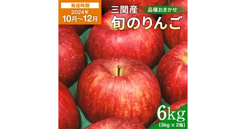 【ふるさと納税】【12月上旬まで受付】【2024年10月～12月上旬発送】濃厚でジューシー！ 三関産 旬 りんご 3kg × 2箱 6kg 中生種 品種お任せ 早生ふじ シナノスイート 王林 等の中から 美味しい 林檎 をお届け 果物 フルーツ 秋田県 三関 [B3-2604]