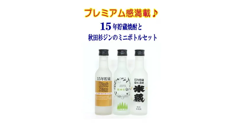 【ふるさと納税】15年貯蔵焼酎と秋田杉ジンミニボトル3本セット[B1-5204]