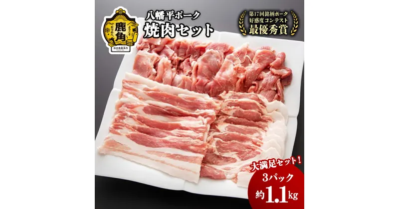 【ふるさと納税】 八幡平ポーク 焼肉 セット 3種 合計 1100g 小分け 豚 豚肉 ぶた ぶたにく 豚ロース ロース 豚バラ 肩 切り落とし セット 詰め合わせ 約 1kg 鍋 豚鍋 お取り寄せ 国産豚肉 鹿角市 かづの 秋田県 送料無料 【八幡平養豚組合】