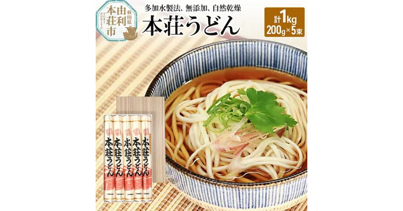 【ふるさと納税】本荘うどん 1kg (200g×5束)