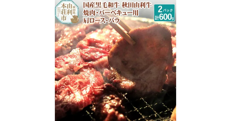 【ふるさと納税】国産黒毛和牛 秋田由利牛 BBQ・焼肉セット 合計600g (肩ロース 300g バラ焼肉用300g)