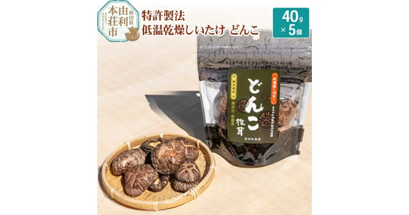 【ふるさと納税】岩城町農園 特許製法 低温乾燥しいたけ どんこ 200g(40g×5個)