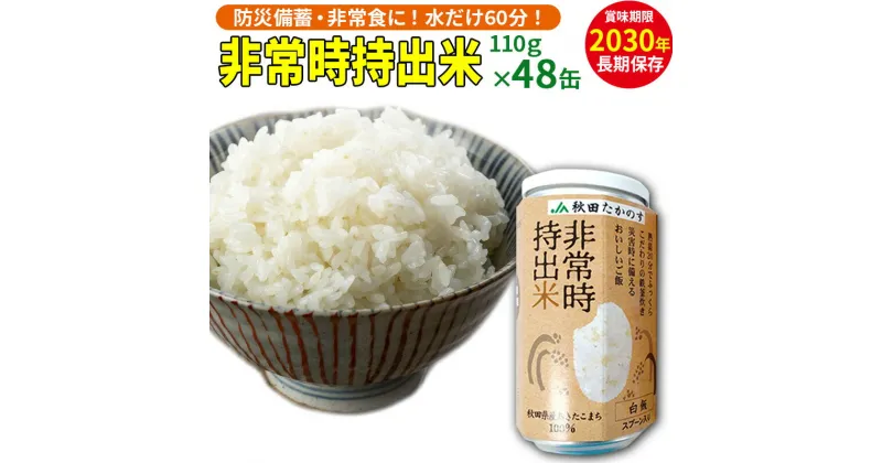 【ふるさと納税】非常時持出米（秋田県産あきたこまち）（110g×48缶）備蓄食料 アウトドア 災害時 長期保存 非常食 防災