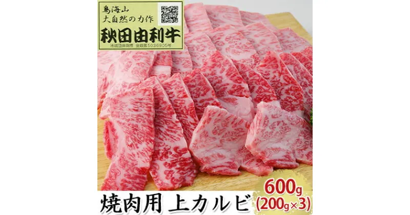 【ふるさと納税】秋田由利牛 焼肉用 上カルビ 600g（200g×3パック 焼き肉）　バラ(カルビ) お肉 牛肉 焼肉 バーベキュー