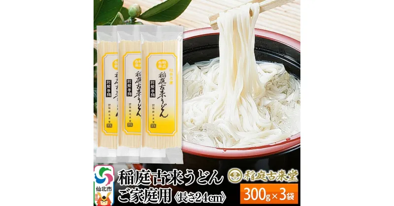 【ふるさと納税】稲庭古来うどん ご家庭用 袋入り300g × 3袋 ＜長さ 24cm＞ 稲庭うどん 麺 ＜ゆうパケット＞