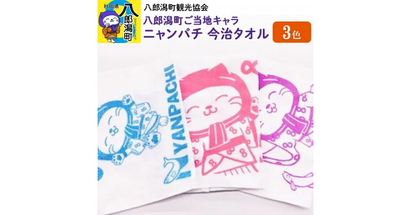 【ふるさと納税】八郎潟町ご当地キャラ ニャンパチ 今治タオル3色 ゆるキャラ（観光協会）