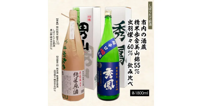 【ふるさと納税】【しぼりたて新酒】市内の酒蔵 精米歩合 美山錦55％と出羽燦々60％ 飲み比べ 1.8L×2本 FZ23-924 山形 お取り寄せ 送料無料