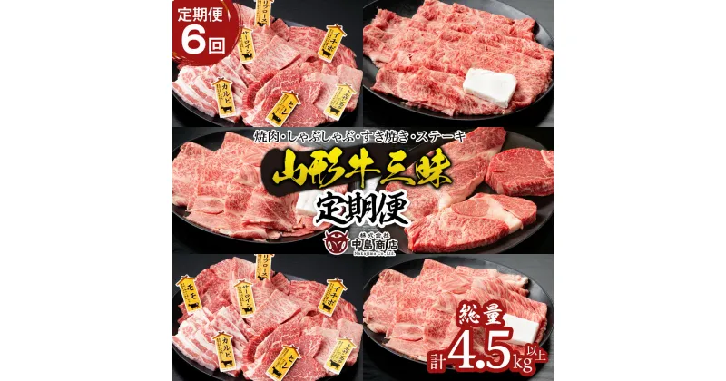 【ふるさと納税】【定期便6回】山形牛三昧　焼肉用、しゃぶしゃぶ用、すき焼き用、ステーキ用定期便 FY20-787 山形 お取り寄せ 送料無料 ブランド牛