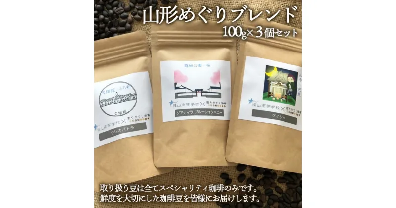 【ふるさと納税】【煎りたてL珈琲】山形めぐりブレンド 300g(100g×3個セット) FZ22-414 コーヒー 珈琲