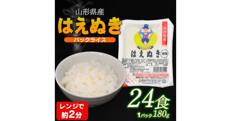 【ふるさと納税】山形県 山形市産 はえぬき パックライス 180g×24P 24食入×1ケース パックご飯 はえぬき パック ぱっくごはん 180g 白米 FY24-040