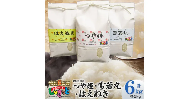 【ふるさと納税】【令和6年産】雪若丸 ＆ はえぬき ＆ 特別栽培米 つや姫 精米 各2kg 計6kg 食べ比べ 山形県庄内産 K-639 | 鶴岡市 返礼品 白米 お米 おこめ ブランド米 名産品 6キロ お取り寄せ ご当地