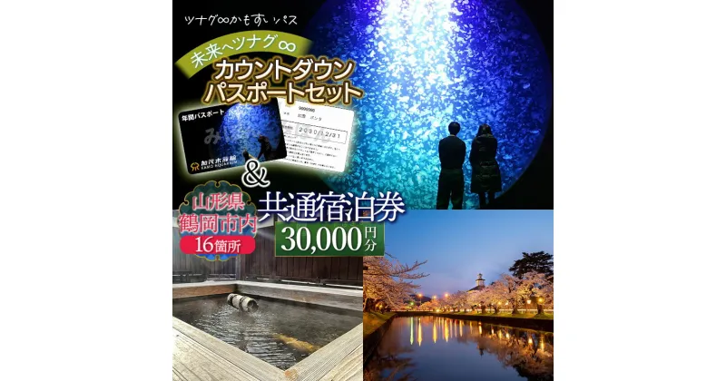 【ふるさと納税】　鶴岡市立加茂水族館カウントダウンパスポート＋鶴岡市内共通宿泊券（3万円分）市内16カ所