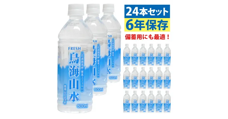 【ふるさと納税】鳥海山水 500ml×24本 賞味期限6年 保存用 備蓄用 ナチュラルミネラルウォーター