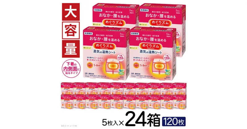 【ふるさと納税】花王 めぐりズム 蒸気の温熱シート 下着の内側面に貼るタイプ 無香料 1箱5枚入り×24箱セット 計120枚 リラックス メンテナンス 癒し 血行促進 温熱効果 蒸気 花王 東北 庄内 山形県 酒田市 単品 大容量