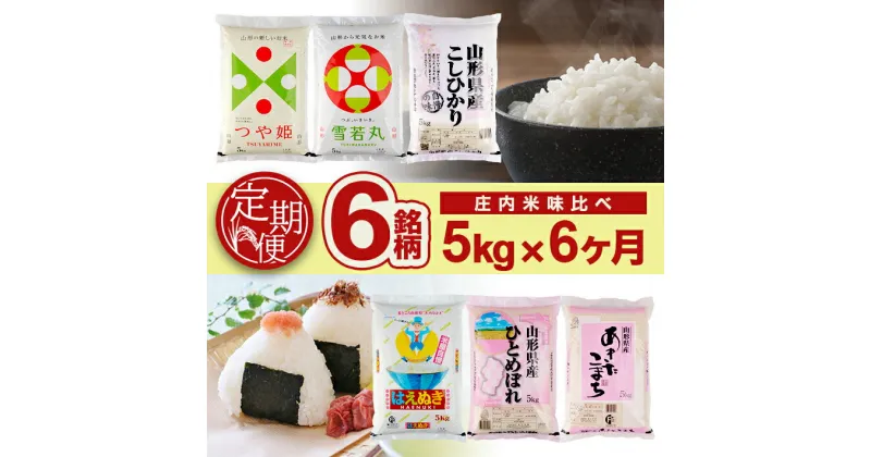 【ふるさと納税】≪6ヶ月定期便≫ 庄内米味比べ 5kg×6ヶ月連続 計30kg コシヒカリ 雪若丸 ひとめぼれ はえぬき あきたこまち つや姫 山形県産 毎月下旬にお届け 米 定期便 庄内米 味比べ 食べ比べ HACCP認定工場 東北食糧 6回 お楽しみ