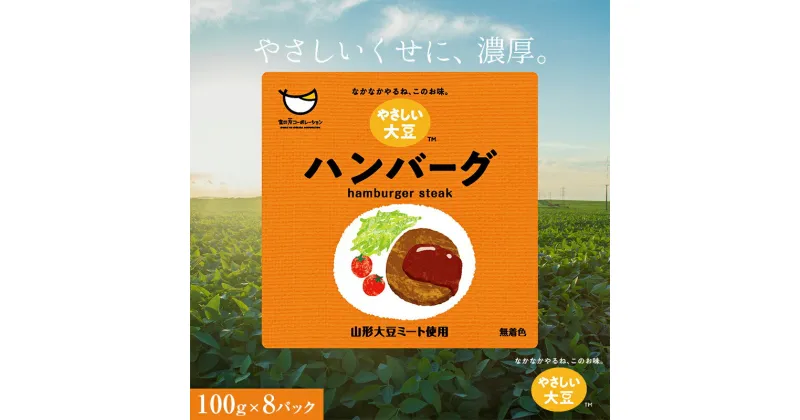 【ふるさと納税】山形大豆ミート やさしい大豆 ハンバーグ (100g×8パック) 大豆ミート 大豆 着色料不使用 惣菜 おかず 山形県 新庄市 F3S-1620