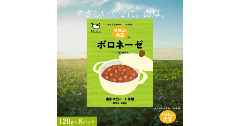 【ふるさと納税】山形大豆ミート やさしい大豆 ボロネーゼ (120g×8パック) 大豆ミート 大豆 添加物不使用 着色料不使用 パスタ 山形県 新庄市 F3S-1622