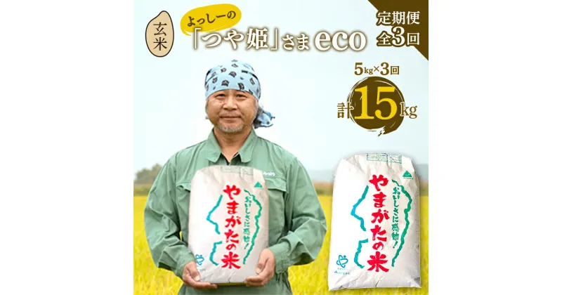 【ふるさと納税】【定期便全3回】令和6年産よっしーの「つや姫」さまeco（玄米）5kg×3 米 お米 おこめ 山形県 新庄市 F3S-1625