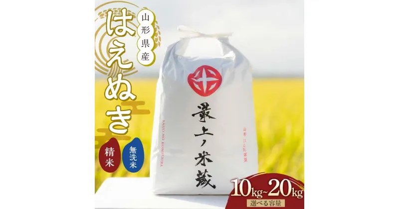 【ふるさと納税】 令和6年産 はえぬき 選べる容量10kg,20kg・ 精米,無洗米 【最上ノ米蔵】 山形県産 こめ お米 米 白米 F3S-2218var