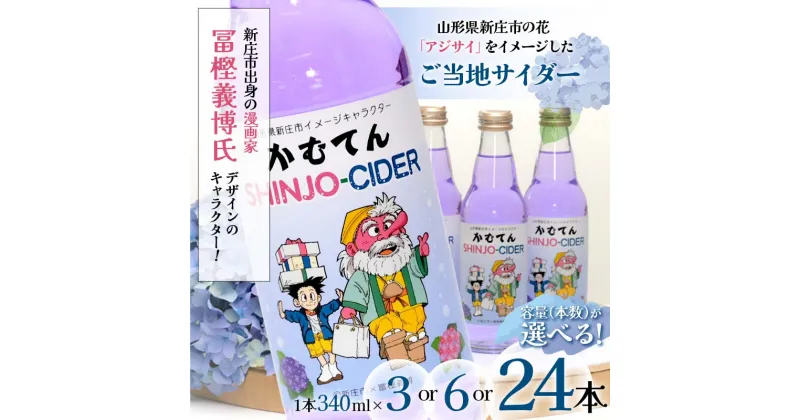 【ふるさと納税】 《容量が選べる》 漫画家 冨樫義博氏デザイン「かむてん」を使用したラベル かむてん SHINJO-CIDER サイダー 炭酸 飲料 F3S-2234var