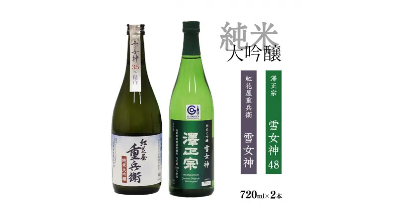 【ふるさと納税】純米大吟醸 2本 古澤酒造 雪女神セット （720ml×2本）紅花屋重兵衛 澤正宗 吟醸 日本酒 ／ 受賞酒 フルーティ IWC お取り寄せ ご当地 特産 土産 地酒 晩酌 酒米 精米 飲み比べ セット 季節 限定 東北 山形 古沢