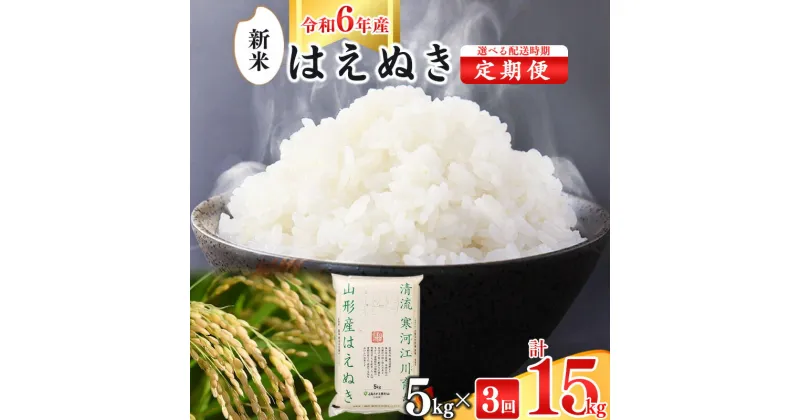 【ふるさと納税】令和6年産 《5kg 3回定期便》 山形県産 はえぬき 5kg(5kg×1袋)×3回 2024年産 令和6年産 ／ お取り寄せ 特産 白米 小分け 便利 弁当 ごはん ご飯 ライス 食品 食料品 朝食 昼食 夕食 夕飯 東北 5キロ 15キロ 3ヵ月 3か月 故郷納税