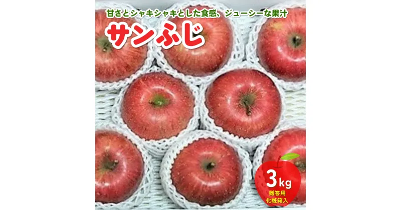 【ふるさと納税】 りんご ( サンふじ ) 3kg 贈答用 化粧箱 入り フルーツ 果物 リンゴ 山形 産地直送 送料無料 お取り寄せ 山形県 上山市 0030-2416