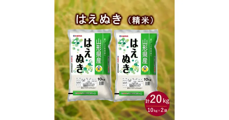 【ふるさと納税】令和6年産 はえぬき（精米）10kg×2袋 計20kg 白米 お米 ご飯 おにぎり 弁当 お取り寄せ ご当地 特産 産地 自宅用 家庭用 ご家庭用 ご自宅向け 送料無料 東北 山形県 上山市 0060-2420