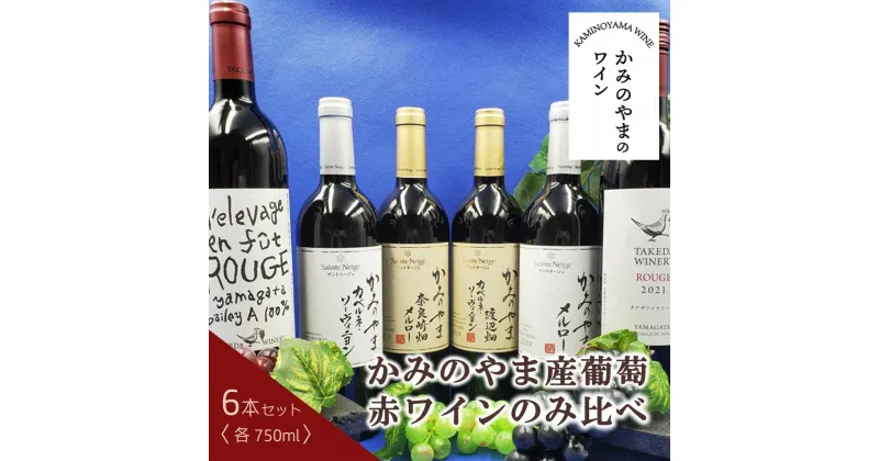 【ふるさと納税】かみのやま産 葡萄赤ワインのみ比べ 750ml × 6本セット ワイン 赤ワイン 日本ワイン お取り寄せ 産地直送 送料無料 山形県 上山市 0141-2414