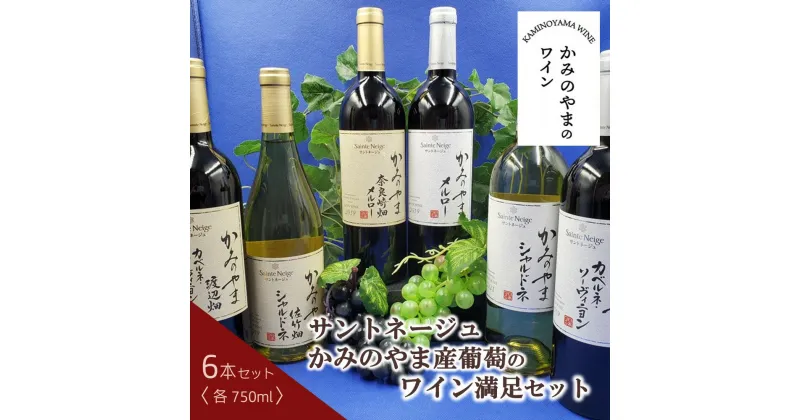 【ふるさと納税】サントネージュ かみのやま産葡萄の ワイン 満足 セット 750ml × 6本 カベルネ・ソーヴィニヨン シャルドネ メルロー 日本ワイン お取り寄せ 産地直送 送料無料 山形県 上山市 0141-2415