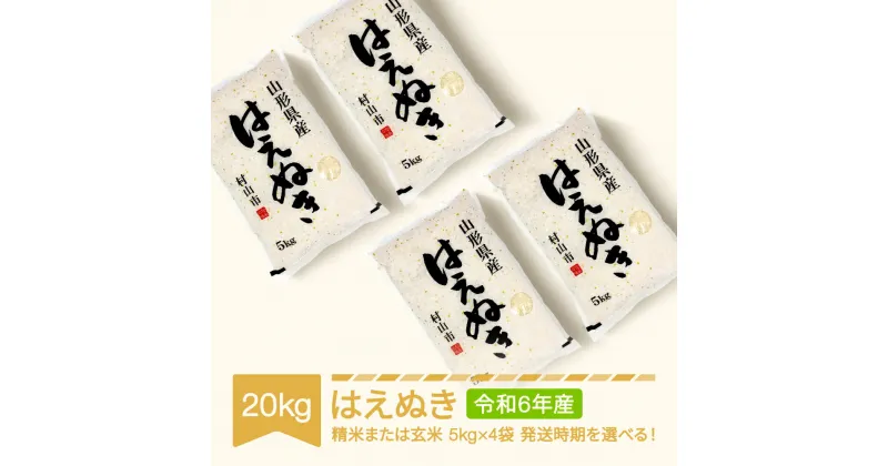 【ふるさと納税】 新米 米 20kg 5kg×4 はえぬき 精米 玄米 令和6年産 2024年産 山形県産 送料無料※沖縄・離島への配送不可