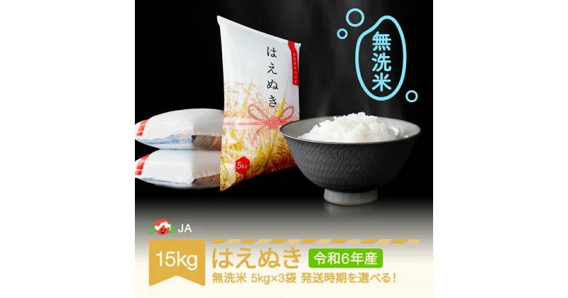 【ふるさと納税】新米 米 15kg 5kg×3 はえぬき 無洗米 令和6年産 2024年産 山形県村山市産 送料無料※沖縄・離島への配送不可 ja-hamxb15