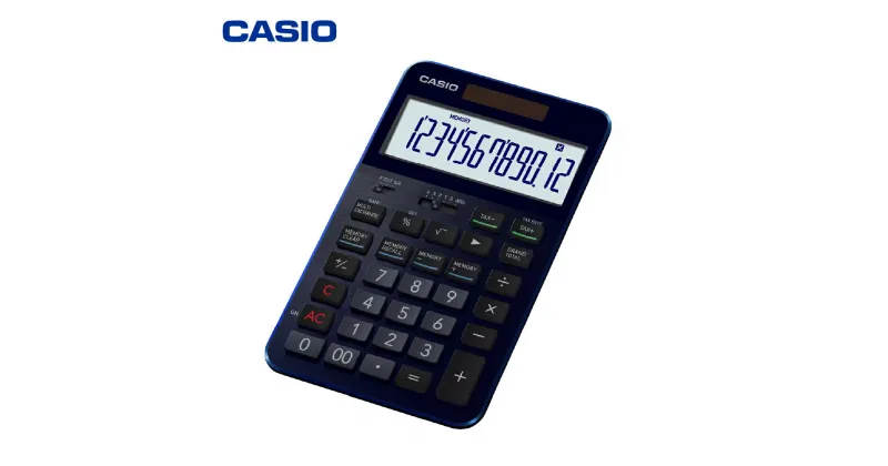 【ふるさと納税】 カシオ 電卓 S100X-BU ネイビー ブルー CASIO 計算機 事務用品 卓上電卓 オフィス用品 スタイリッシュ おしゃれ かっこいい 山形県 東根市