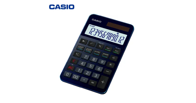 【ふるさと納税】カシオ電卓 S100NB-BU ネイビーブルー CASIO 計算機 事務用品 卓上電卓 オフィス用品 スタイリッシュ おしゃれ かっこいい 山形県 東根市