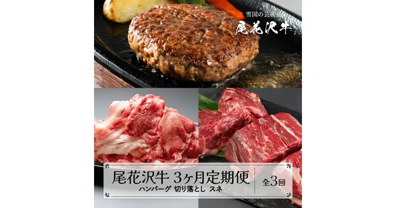 【ふるさと納税】尾花沢牛 3ヶ月 定期便 ( ハンバーグ / 訳あり 切り落とし / スネ肉 ) 全3回 冷凍配送 国産牛 山形牛 尾花沢牛 黒毛和牛 牛肉 家庭応援 生活応援 家計応援 お肉 食べ比べ 牛 定期 ふるさと納税定期便 お楽しみ 頒布会 毎月発送 送料無料 nj-tkogk3