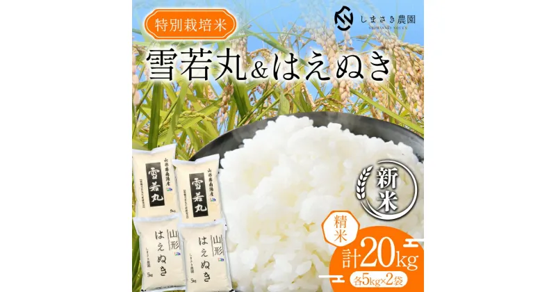 【ふるさと納税】【令和6年産 新米 先行予約】 【米食味コンクール金賞受賞農園】 特別栽培米セット 「雪若丸・はえぬき」 計20kg (各5kg×2袋) 《令和6年10月上旬〜発送》 『しまさき農園』 山形南陽産 米 白米 精米 ご飯 農家直送 セット 食べ比べ 山形県 南陽市 [1974-R6]