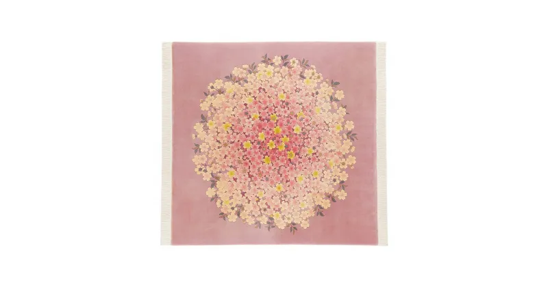 【ふるさと納税】《山形緞通 古典ライン》『桜花図』（縦262×横262cm） オリエンタルカーペット 絨毯 じゅうたん 高級 高品質 インテリア ラグ マット 敷物 F21A-176